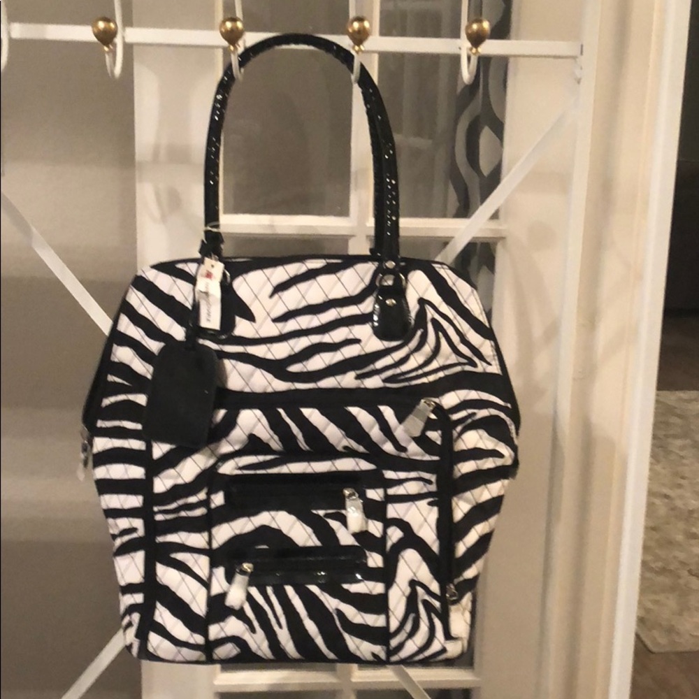 Zebra quilted overnight bag
